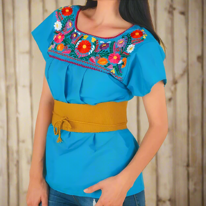 Embroidered Blouse NA-TM-77325 Blue