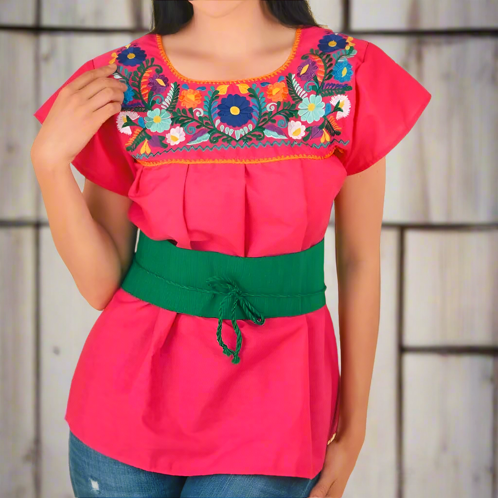 Embroidered Blouse NA-TM-77325 Pink