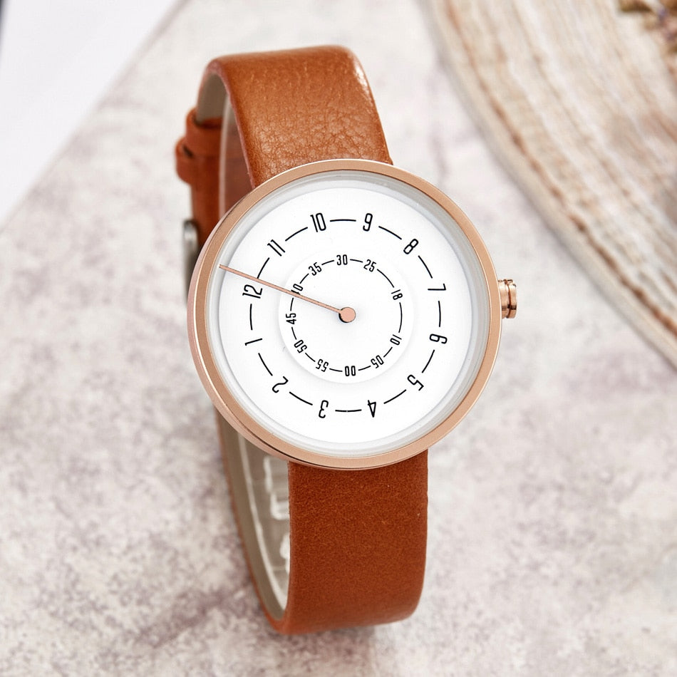 Women Watch Quartz Watches Leather Strap Casual Circle Watches