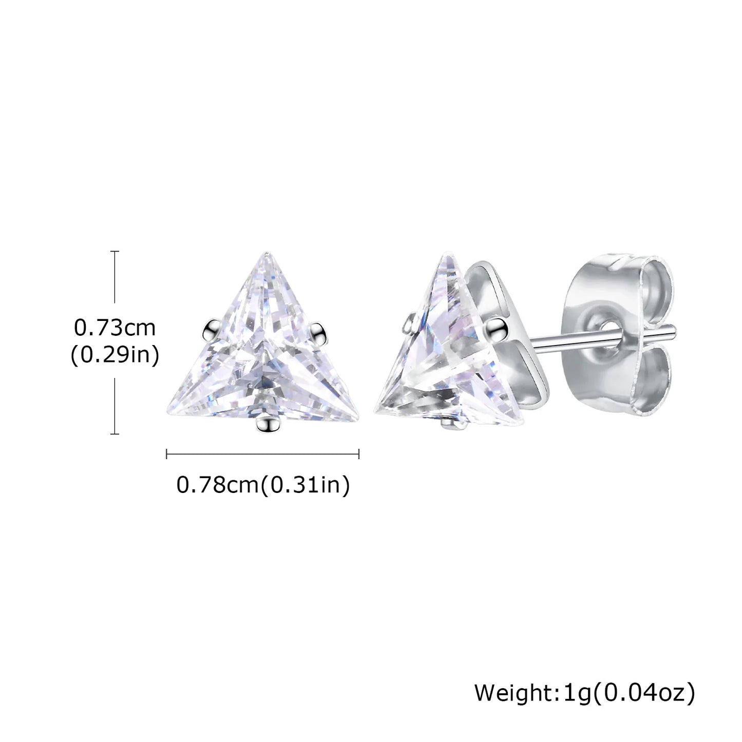 Earrings for Women AAA Cubic Zirconia Stone, Geometric Triangle Crystal Stud Earring, Unisex Jewelry