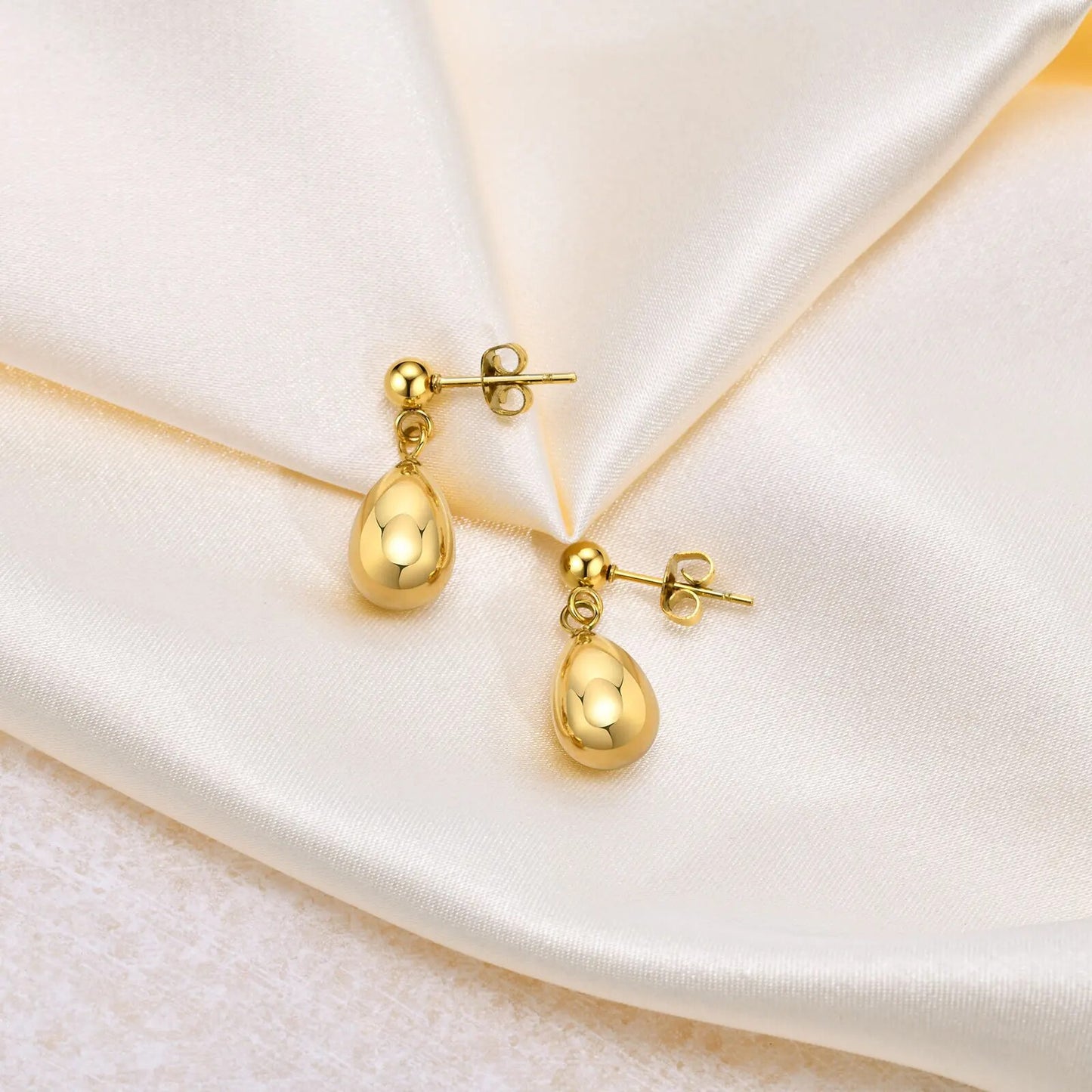 Women's Earrings Aretes para mujeres Chic Water Drop Earrings for Women, Anti Allergy Gold Color Stainless Steel Earring, Her Birthday Party Gift Jewelry