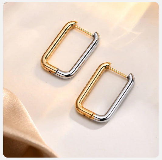 Earrings for Women Chic Hoop Non Tarnish Waterproof Stainless Steel Square Geometric Ear Jewelry