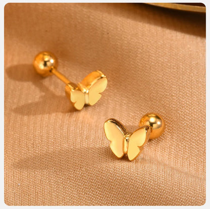 Earrings For Women Stainless Steel Stud Zircon Inlay, Hollowed Out Crown Gold Plated Fashion Jewelry