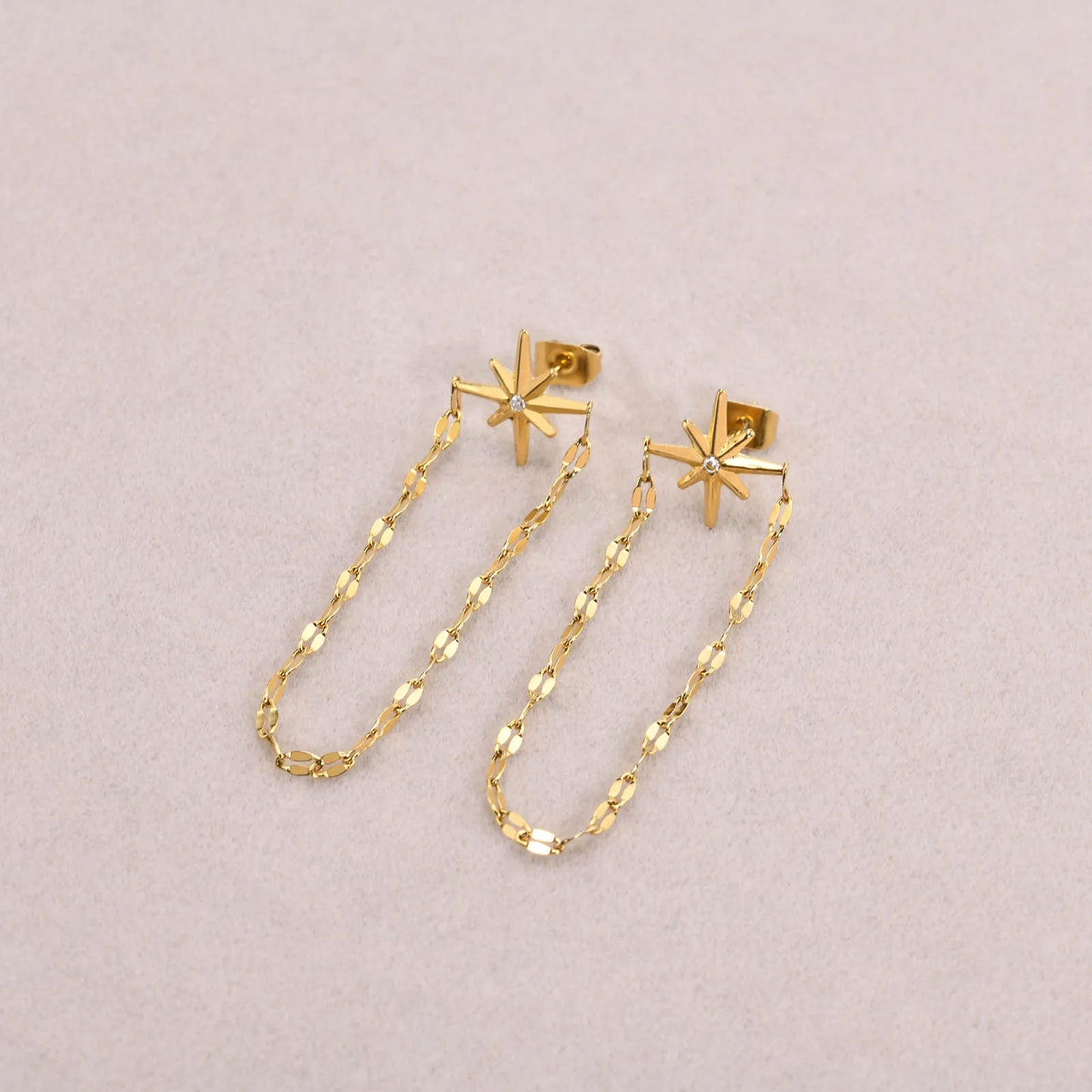 Earrings for Women Elegant Star, Gold Color Stainless Steel Chain Tassel Earrings Jewelry