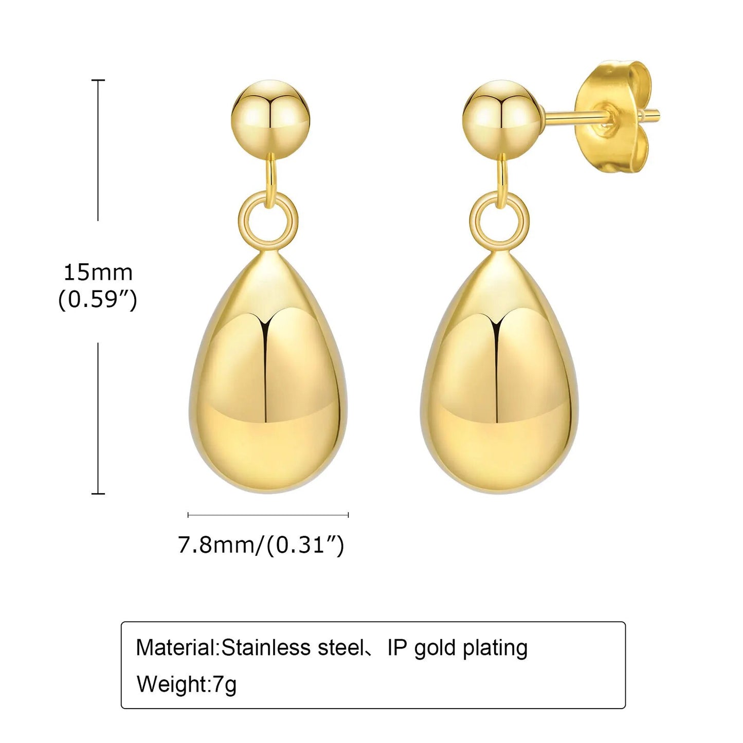 Women's Earrings Aretes para mujeres Chic Water Drop Earrings for Women, Anti Allergy Gold Color Stainless Steel Earring, Her Birthday Party Gift Jewelry