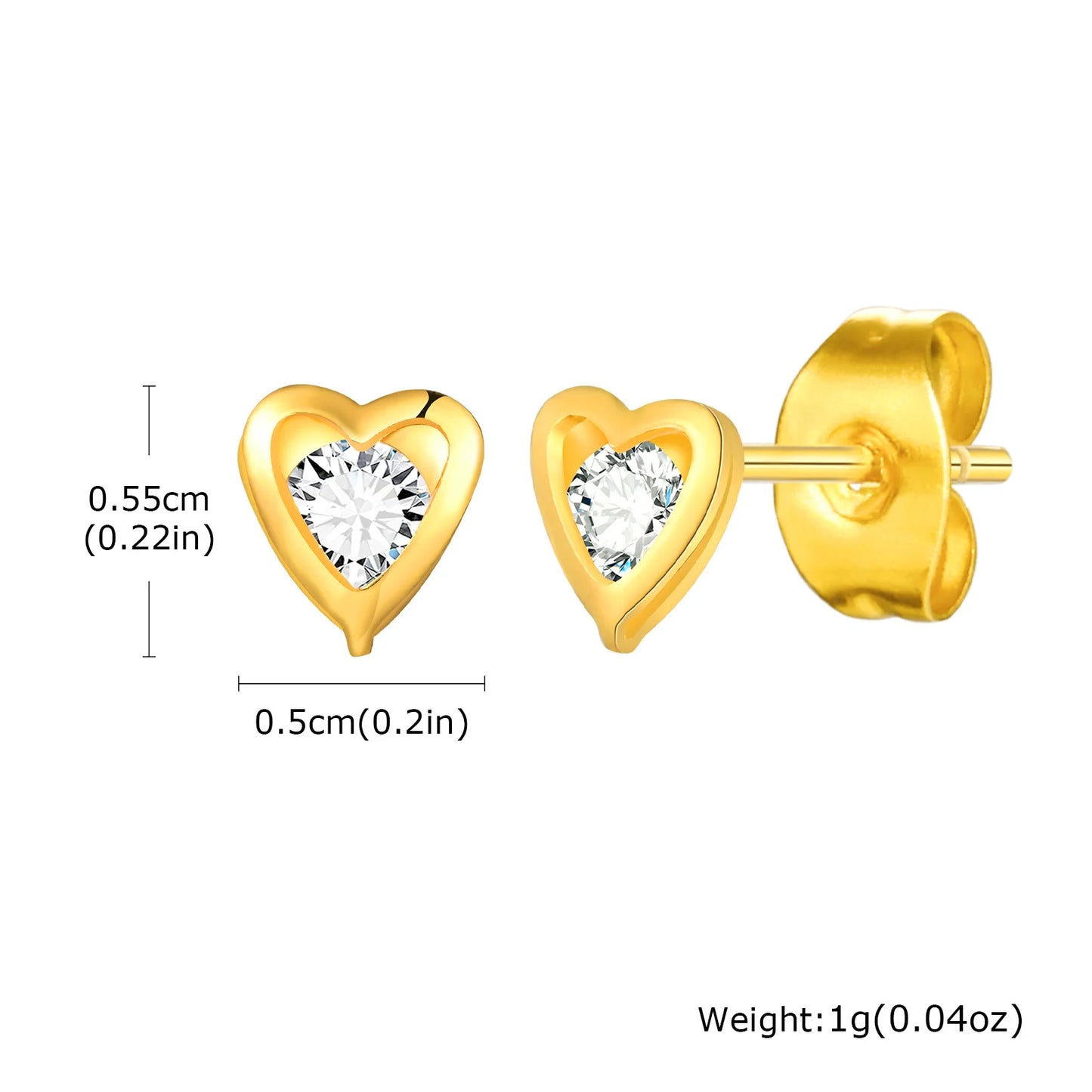 Earrings For Women Stainless Steel Stud Zircon Inlay, Hollowed Out Crown Gold Plated Fashion Jewelry