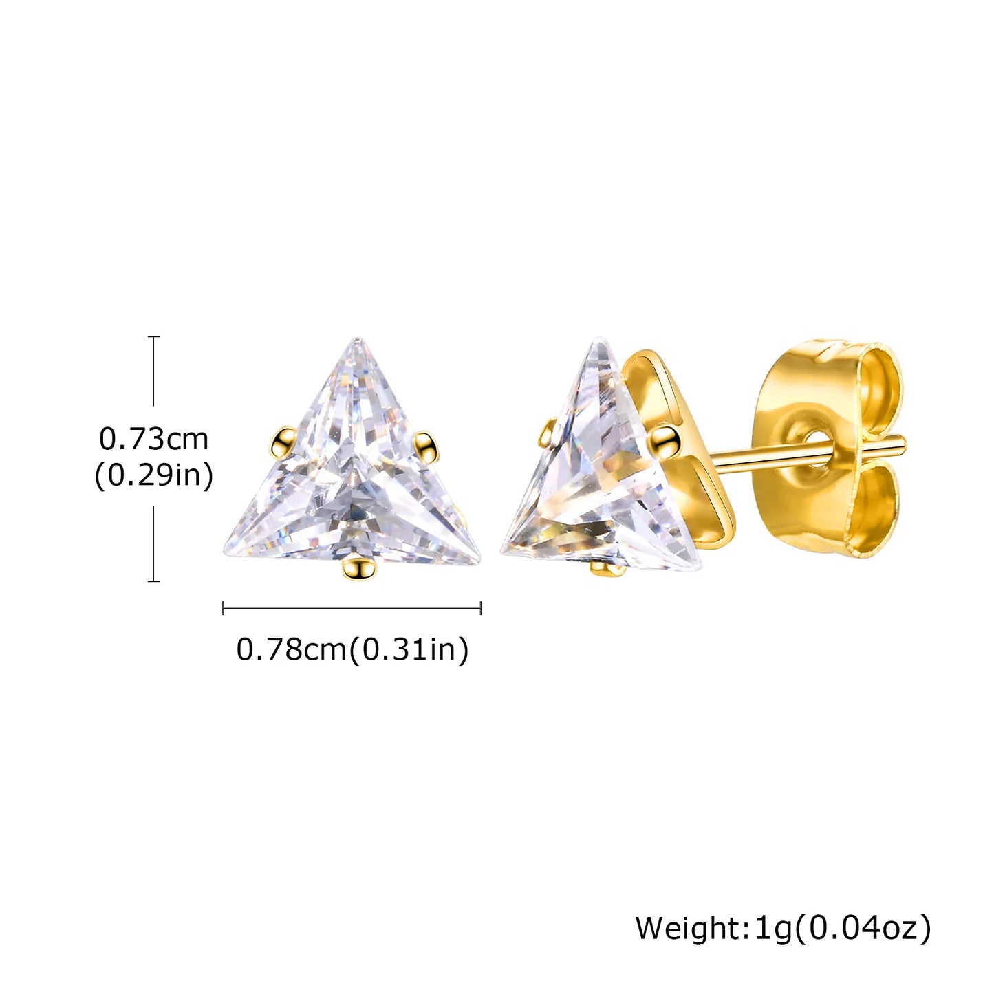 Earrings for Women AAA Cubic Zirconia Stone, Geometric Triangle Crystal Stud Earring, Unisex Jewelry