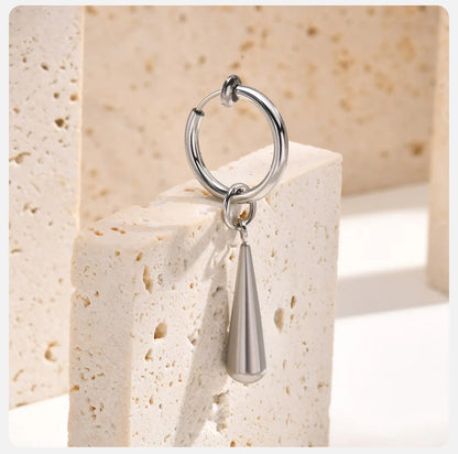 Earrings for Women Water Drop Earrings, Glossy Stainless Steel Clip Ear Jewelry