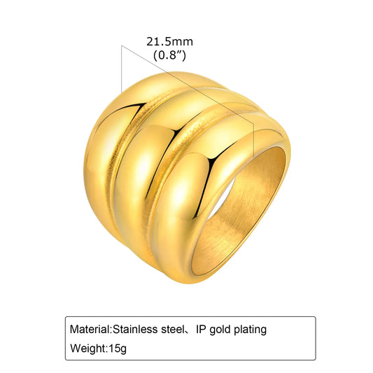 Women Chunky Rings Minimalist Gold Plated Metal Statement Rings Multi Layered Rings cover image