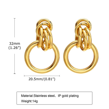 Women's Earrings Aretes para mujeres Gold Color Geometric Oval Hoop Earrings for Women, Simple Stainless Steel Metal Style Female Ear Gifts Accessory