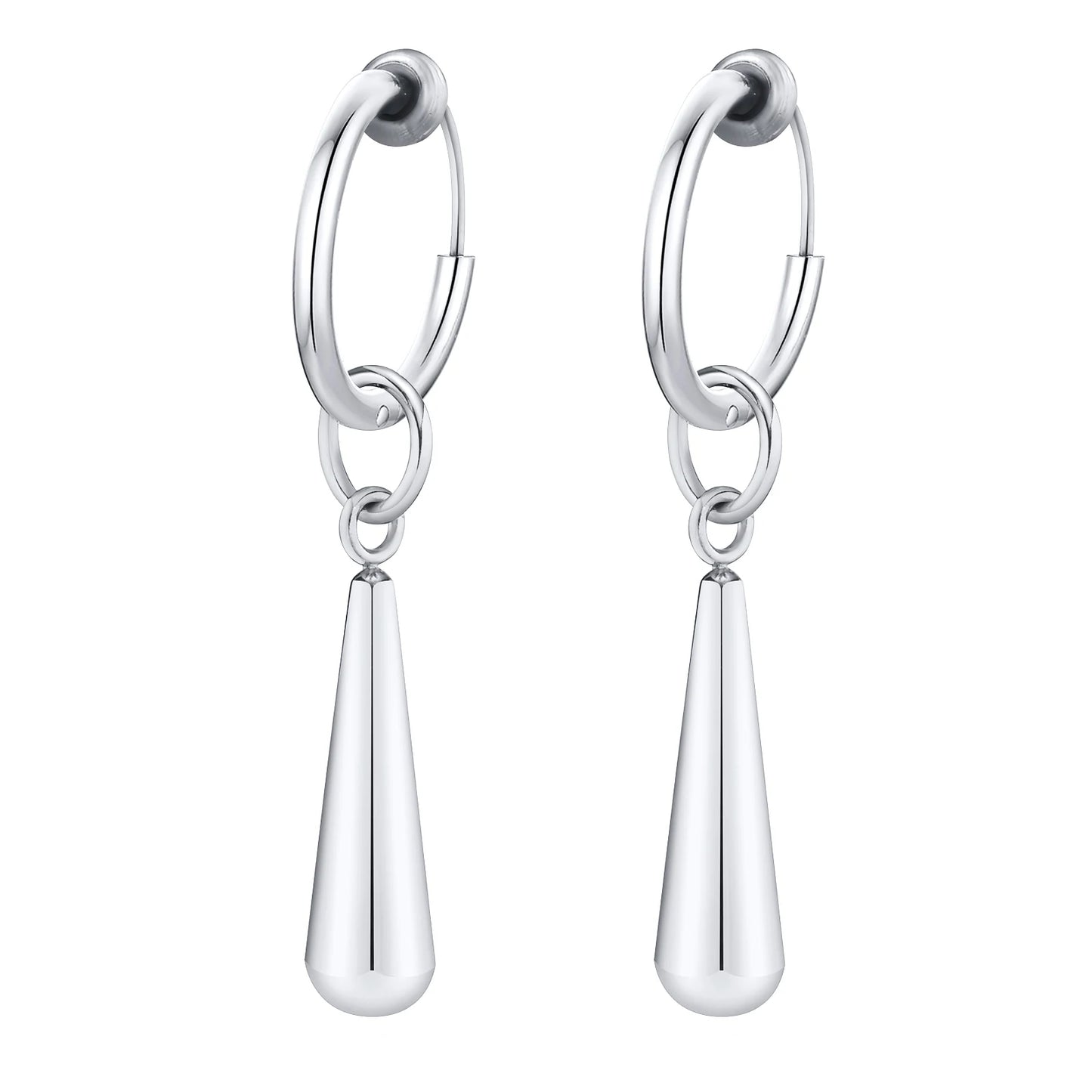 Earrings for Women Water Drop Earrings, Glossy Stainless Steel Clip Ear Jewelry