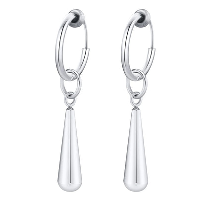 Earrings for Women Water Drop Earrings, Glossy Stainless Steel Clip Ear Jewelry