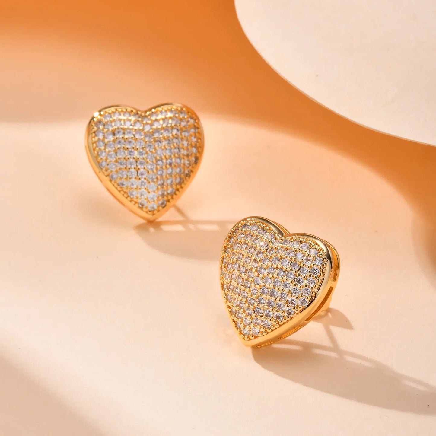 Earrings for Women Cute Love Heart Big Full AAA CZ Stones Heart Stud Earrings Jewelry