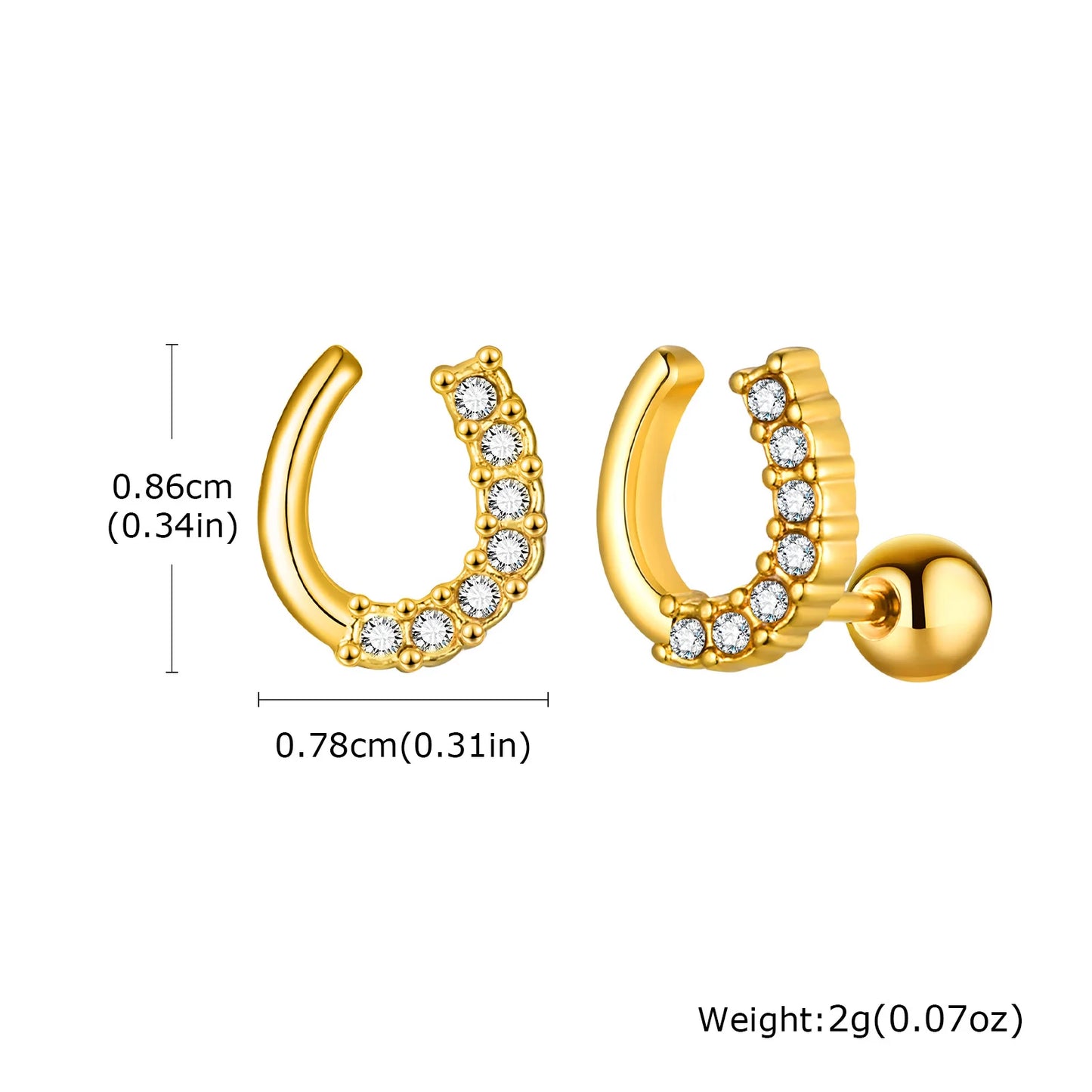 Earrings For Women Stainless Steel Stud Zircon Inlay, Hollowed Out Crown Gold Plated Fashion Jewelry