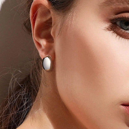 Earrings for Women Moon Stud, Glossy Stainless Steel Hollow C Shaped Earring Jewelry, pendientes mujer