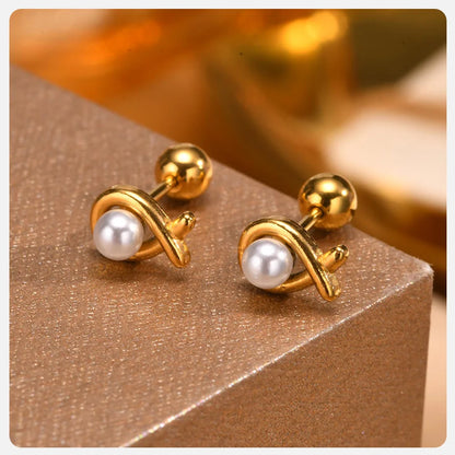 Earrings For Women Stainless Steel Stud Zircon Inlay, Hollowed Out Crown Gold Plated Fashion Jewelry