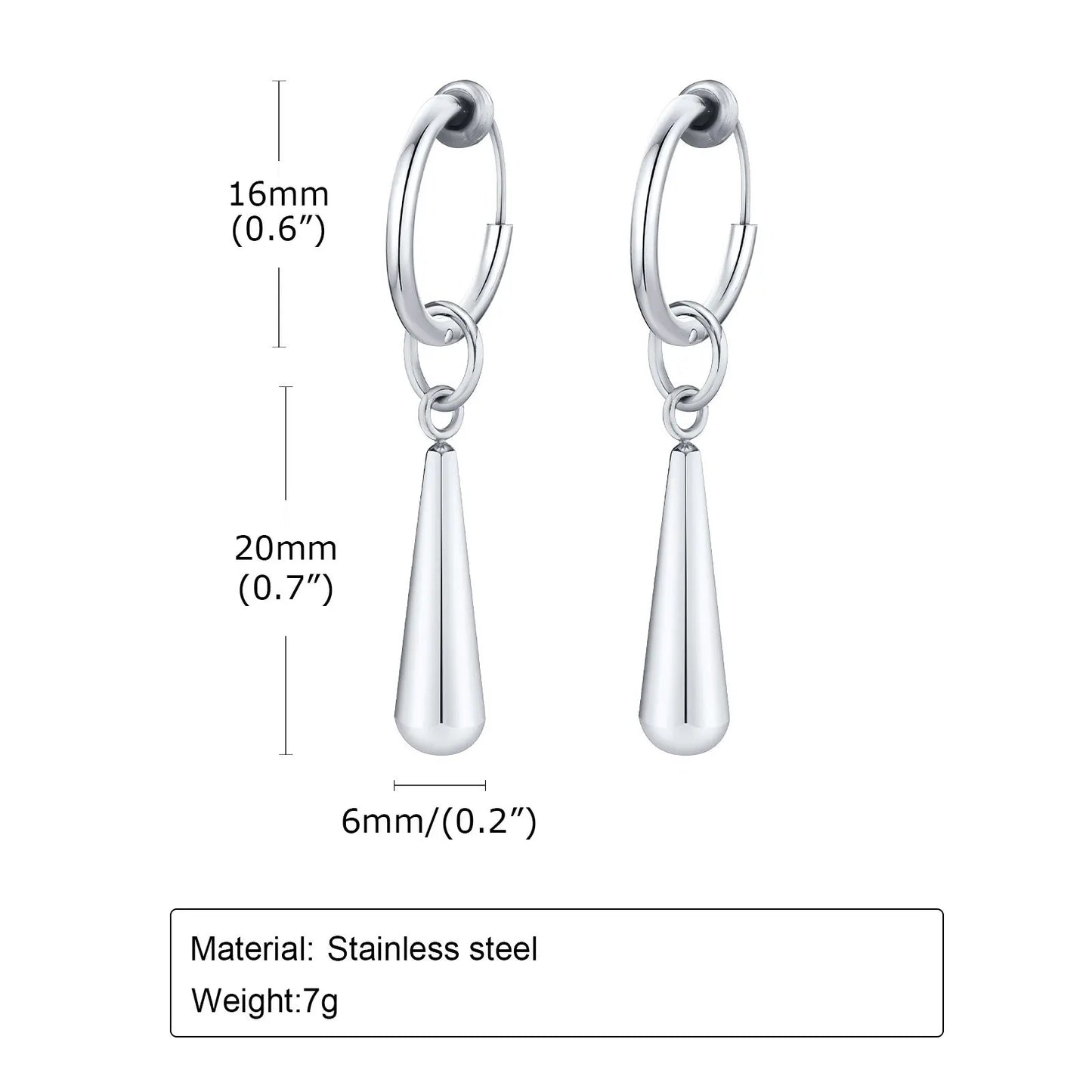 Earrings for Women Water Drop Earrings, Glossy Stainless Steel Clip Ear Jewelry