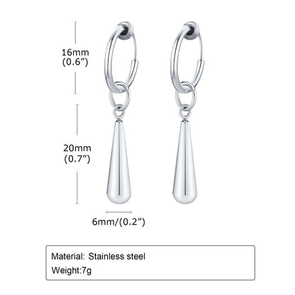 Earrings for Women Water Drop Earrings, Glossy Stainless Steel Clip Ear Jewelry