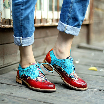 Brogues Womens Wingtip British Retro Creeper Lace Up Wedge College Oxford  Shoes