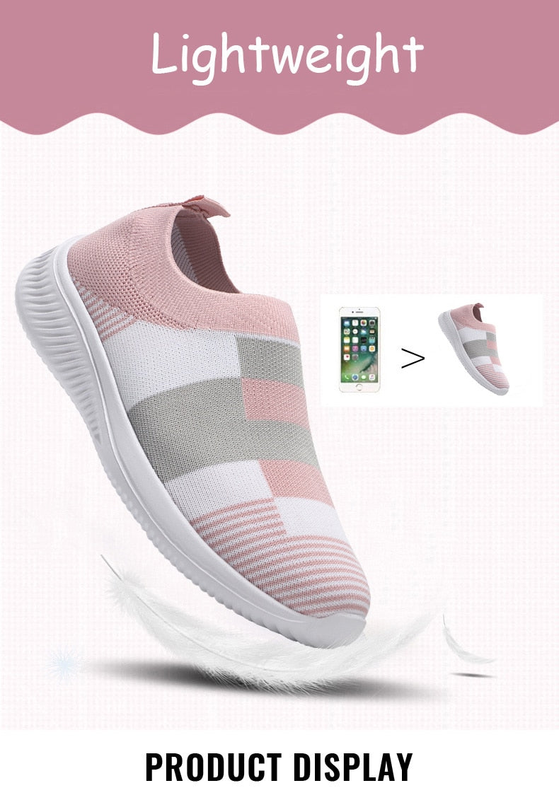 Tennis Shoes for Women Shoes Knitted Sneakers Women Flat Shoes Mix Color Vulcanize Shoes Casual