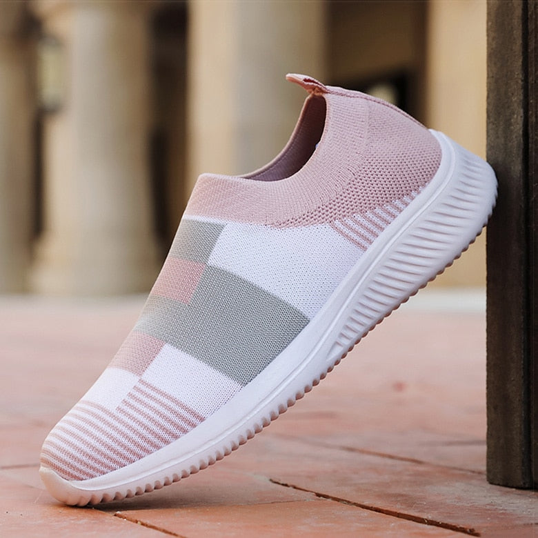 Tennis Shoes for Women Shoes Knitted Sneakers Women Flat Shoes Mix Color Vulcanize Shoes Casual